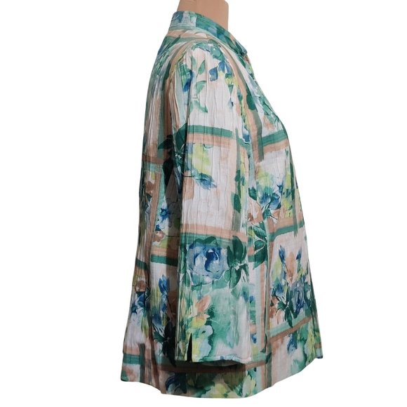 Alfred Dunner 18 Floral Blazer Plus Size Textured Jacket Shoulder Pads Garden - Picture 3 of 7